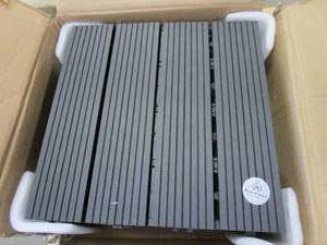 lot 719 image: Pure Garden 50-LG1189 Patio and Deck Tiles  Interlocking Slat Pattern Outdoor Floor Pavers Weather Resistant and Anti-Slip Square DIY Mat (Dark Gray 6 Pcs)