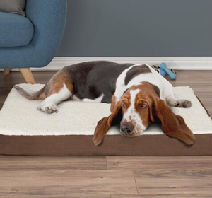 lot 755 image: Petmaker 80-PET5090B Orthopedic Sherpa Top Pet Bed with Memory Foam & Removable Cover - Brown