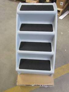 lot 748 image: Pet Stairs Collection - Safe and Durable Indoor or Outdoor Ramp with 4-Step Design - Cat or Dog Steps for Couch, Bed, Truck, SUV, or Car by PETMAKER (Gray) (OPEN BOX)