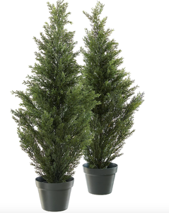 lot 807 image: Pure Garden 50-10005 Artificial Cedar, Green - SET OF 2 (OPEN BOX)
