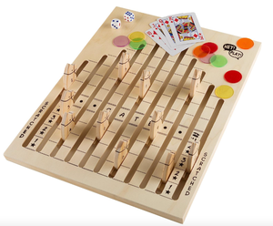 lot 816 image: Hey Play Wooden Horse Race Game with Dice, Cards and Chips  Indoor and Outdoor Board Games for Adults, Kids, Boys and Girls Party Game (80-DDH) (OPEN BOX)