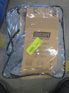 lot 781 image: Stalwart Heated Blanket 2-Pack - USB-Powered Sherpa Throw Blankets in Gray (OPEN PACKAGING)