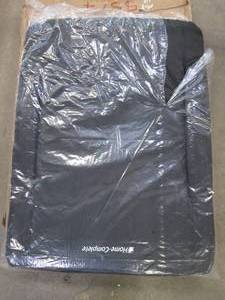 lot 809 image: Home-Complete Stadium Seat Chair- Wide Bleacher Cushion with Padded Back Support, Armrests in Black (OPEN BOX)