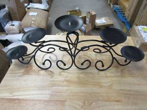 lot 810 image: Lavish Home Handcrafted Wrought Iron 5-Candle Candelabra with Scroll Design (OPEN BOX)