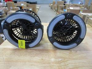lot 815 image: Set of 2 - 6.25 in. LED IndoorOutdoor Black Ceiling Fan (OUT OF PACKAGING)