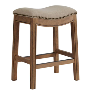 lot 828 image: Williston 26 in. Rectangle Natural Backless Wood Counter Height Stool with Cushioned Seat (OPEN BOX)