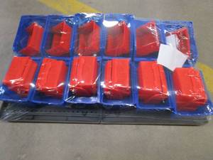 lot 848 image: 30 Bin Wall Mount Parts Rack (OUT OF BOX)