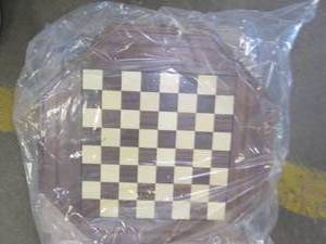 lot 854 image: Octagonal Table Top Chess and Checkers Set (OPEN BOX)