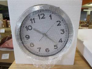 lot 865 image: Everyday Home 12 Inch Brushed Aluminum Wall Clock, Silver, 12x1.5x12 (OPEN BOX)