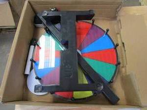 lot 866 image: Tabletop Spinning Prize Wheel with 14-Color Slots, Dry Erase Marker and Eraser (OPEN BOX)