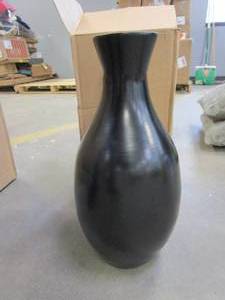 lot 874 image: 16 in. Decorative Handcrafted Glazed Bamboo Bottle Neck Vase in Black (OPEN BOX)