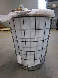 lot 880 image: Lavish Home 80-ENDTBL-2 (Set of 2) Nesting End Storage Convertible Round Metal Basket Wood Veneer Top Accent Side Tables, Dark Brown (OUT OF BOX)