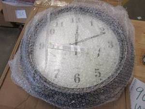 lot 905 image: Pure Garden  18 in. Antique Bronze Thermometer and Hygrometer IndoorOutdoor Quartz Wall Clock (OPEN BOX)