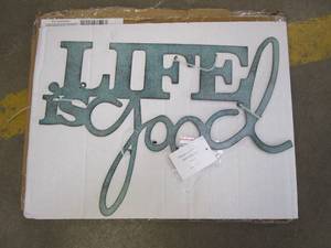 lot 911 image: Life is Good Metal Cutout Sign (OPEN BOX)