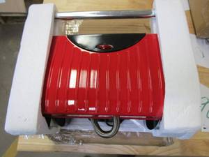 lot 902A image: Chef Buddy Gourmet (Red) Panini Press  Sandwich Maker with Nonstick Plates (OPEN BOX)