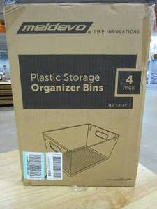 lot 172 image: Pack Of 4 Plastic Kitchen Organization Pantry Storage Bins - Fridge Organizer, Cabinet Organizers, Household Food Storage Baskets (OPEN BOX)