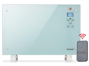 lot 168 image: Homeleader Electric Panel Heater, 1500 Watt Space Heater with Remote Control and LED Touch Button, Free Standing Room Heater, GH-15F (White) (OPEN BOX)