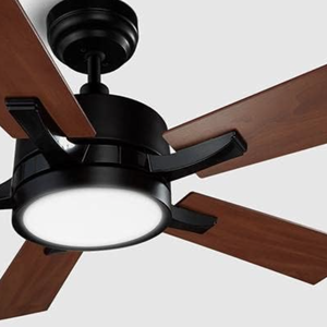 lot 187 image: SMAFAN Smart Ceiling Fan 52 5-Blade with Remote Control, DC Motor with 10 Speed, Dimmable LED Light Kit Included (OPEN BOX)