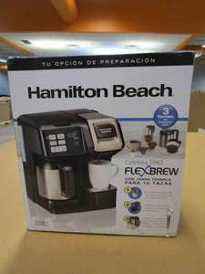 lot 190 image: Hamilton Beach FlexBrew Trio 2-Way Coffee Maker, Compatible with K-Cup Pods or Grounds, Combo (USED, NEEDS TO BE CLEANED)