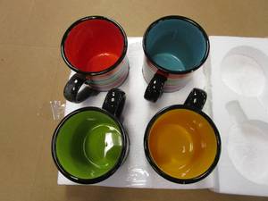 lot 195 image: 4 Colorful Coffee Mugs (OPEN BOX)