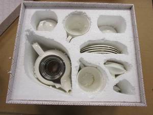 lot 226 image: 12 Piece TeaPot Set in White (USED, NEEDS TO BE CLEANED)