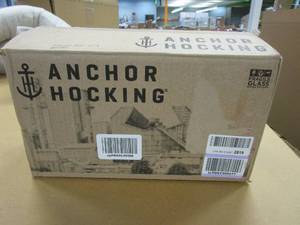 lot 229 image: Set of 2 Anchor Hocking 1 Gallon Heritage Hill Glass Jars with Lids (LIDS ARE CRACKED, SEE PHOTOS)