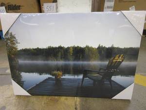 lot 238 image: 24 in x 16 in Canvas Landscape Wall Art with Wooden Frame