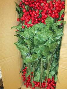 box of faux red berry bushes...