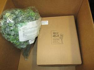 box of faux flowers...