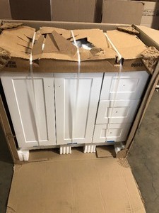 Glacier Bay  Bannister 36.5 in. W x 18.75 in. D x 35.14 in. H Bath Vanity in White with White Top Open Box Review all pictures