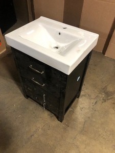 Brown Vanity and White Sink, Customer returns Review all pictures