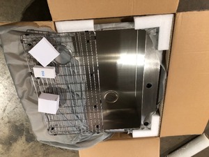 Glacier Bay  Zero Radius Drop-InUndermount 16G Stainless Steel 33 in. 2-Hole Single Bowl Kitchen Sink with Accessories Open Box Review all pictures