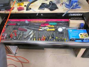 lot 244 image: Content in top drawer of tool bench...