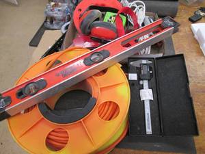 lot 272 image: Extension cord on reel, woodworking...