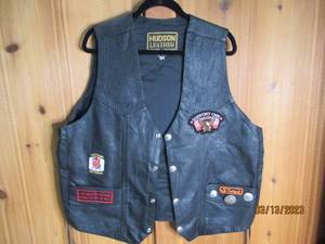 lot 50 image: Leather Harley Davidson vest with p...