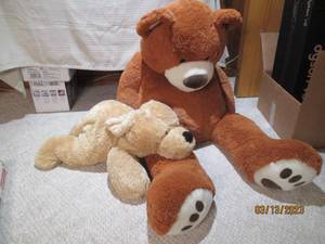 lot 52 image: Oversized stuffed bear and puppy...