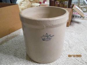 lot 56 image: #3 Crock with a wood cover...