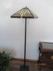lot 91 image: Floor lamp with stained glass shade...