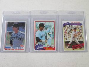 lot 5 image: 1980 - 1982 Topps Carl Yastrzeski C...