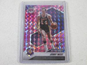 lot 52 image: 2020-21 Mosaic Jerry West Camo Priz...