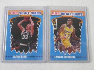 lot 144 image: 1990-91 Fleer Earvin Johnson & Larr...