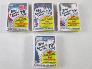 lot 157 image: 4 1989 Topps Cello Baseball Packs...