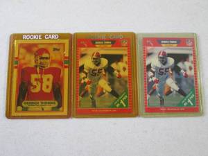 lot 191 image: 3 1989 Topps & Proset Derrick Thoma...