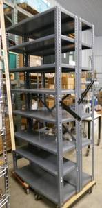lot 1 image: Double sided shelving unit  (carts not included)