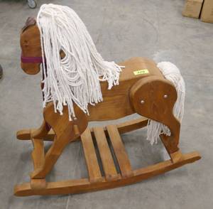 lot 2 image: Nicely made Wood rocking horse 25 inches to top of his back