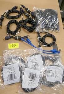 lot 63 image: 10 New gold USB cables, 7 short patch cables, 2 usb extenders, speakers