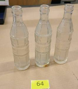 lot 64 image: 3 vintage Glencoe, MN Mayer bottling soda bottles and 1 vintage Pepsi