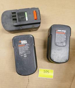 lot 105 image: THREE Black & Decker 18V batteries