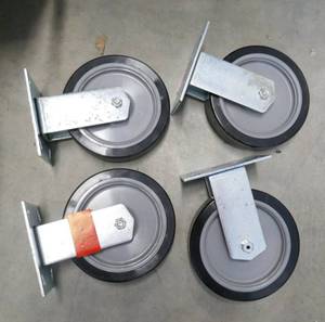 lot 113 image: Set of 4 new casters 7 in tall, 3-34x4-12 base