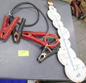 lot 138 image: Two sets of jumper cable ends and a snow measurer